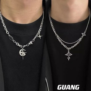 黑鋯石項鏈 芒星項鍊 女ins風 小衆高級設計感 百搭甜酷 個性十字架 衛衣男項鏈 百搭項鏈 十字架項鏈