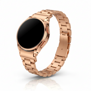 미소피아 갤럭시워치8 7 6 5 4 호환 글로시 메탈 스트랩 + 케이스 체인 슬림 여성 커브형 시계줄 밴드 날개형, Set B 슬림메탈세트, 로즈골드