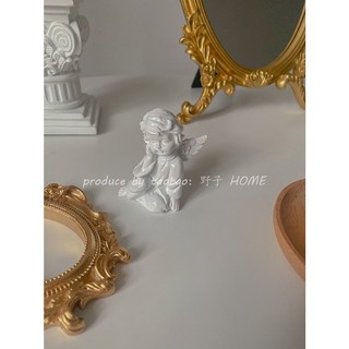 復古石膏雕塑擺件 北歐風櫥窗拍攝道具 電視櫃書桌裝飾工藝品, 托腮小天使