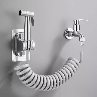 하이피러브 욕실 화장실 변기샤워기 베란다 코일호스 스텐건 분사기, 실버3m, 1세트