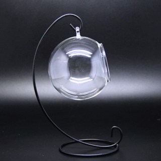 苔蘚多肉微景觀生態瓶玻璃瓶透明懸掛吊瓶斜口瓶水培花盆魚缸容器 TKZ0, 1個, 吊瓶10cm帶鐵架