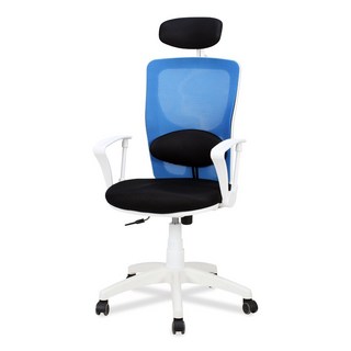 머핀 올 메쉬의자 컴퓨터 학생 공부 책상 사무실 회의실 사무용 편안한 의자, 머핀 메쉬의자+요추쿠션, 화이트/블루