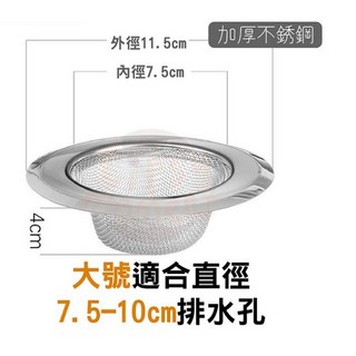 不鏽鋼水槽過濾網 - 菜渣過濾、防阻塞排水孔濾網, 1個, 大號