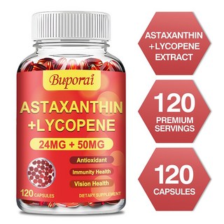 아스타잔틴 + 리코펜 - 노화 방지 항산화 심혈관 건강 지원, 1개, 120정