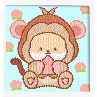 鑽石畫相框︱附相框 卡通 DIY 手工材料包 鑽石貼畫 DIY材料包︱麥手作, B小猴S009, 1個