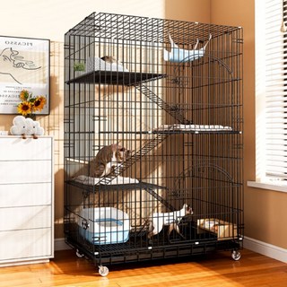 Kismetic 조립 고양이 케이지 고양이 실외초대형 케이지 동물 케이지 청소하기, 1개, 블랙