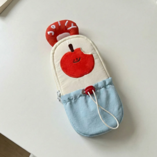 이지바이몰 대용량 손잡이 천 필통, 1개, 크림