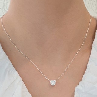유얼모닝 실버925 하트 바게트 큐빅 크리스탈 목걸이