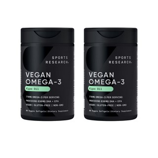 스포츠리서치 비건 오메가-3 DHA + EPA 630mg 베지 소프트젤, 60정, 2개