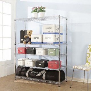 BuyJM 輕型鐵力士五層加高萬用置物架 波浪架 鍍鉻層架(90x45x180CM)R-DA-SH050, 詳見包裝, 詳見包裝