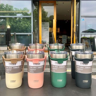 新款環保冰霸杯 附矽膠手提 台灣現貨 雙層不銹鋼保溫杯 車載杯 環保隨行杯 304不銹鋼真空保溫杯 手搖茶搖搖杯 雪霸杯, ⭐️新款 羅蘭紫（附矽膠吸管）,550ml, 1個