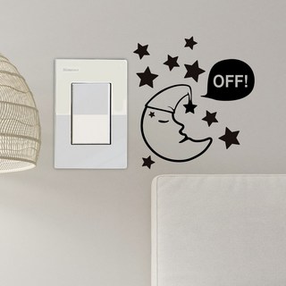 스위치커버스티커 달님 레터링스티커 스위치커버손때방지 스위치커버스티커 스위치스티커 스위치커버 스위치커버손때방지스티커 스위치커버데코시트 스위치커버1구, 스위치커버스티커 달님 블랙