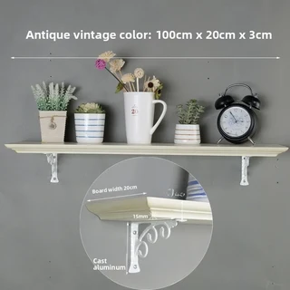 창의적인 원목 선반 벽걸이형 선형 수납 랙 거실 책장 TV 벽 지지대 다층 정리대, 14 앤티크 스타일 빈티지 가공 100203
