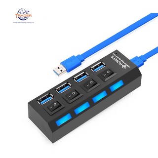 PORTS USB 3.0高速集線器，獨立開關多連接埠擴展，LED指示燈輕巧便攜, 黑色4孔, 1個