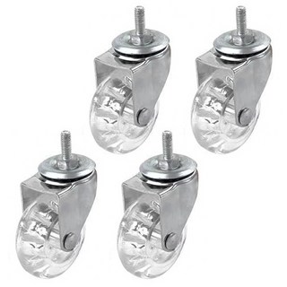 스톤락 2인치 크리스탈 TPU 무소음 캐스터 바퀴 M8 x 15, 4개