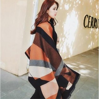 【小九放心購】圍巾披肩兩用 空調保暖秋冬季加厚韓版百搭超大雙面拼色長款女