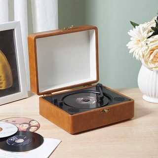 復古CD播放器 藍牙音響 懷舊CD播放機 家用音響，經典懷舊設計，無線藍牙連接，操作簡單，高音質享受, 復古棕【皮質款】, CD-4