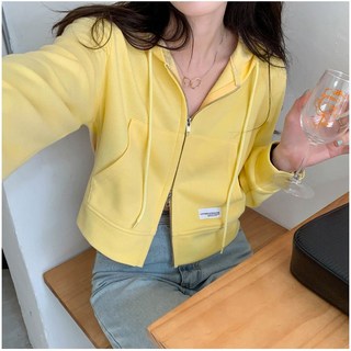 薄款短版雙拉鍊休閒連帽外套