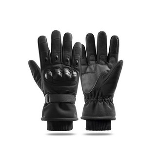 후쿠호 혹한기 방한 겨울 기모 충격보호 패드 미끄럼방지 자전거 킥보드 바이크 라이딩 글러브 오토바이 장갑, 블랙