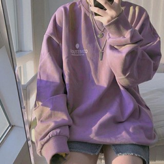 韓版寬鬆素色圓領大學T女裝