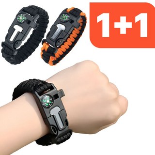 OFFHOLIC 응급팔찌 생존팔찌 등산팔찌 캠핑팔찌 파라코드, 1세트, 블랙+오렌지블랙