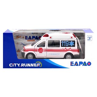 易保EAPAO 119救護車 聲光效果 合金迴力車 玩具車 模型車 仿真, 1個, 白色