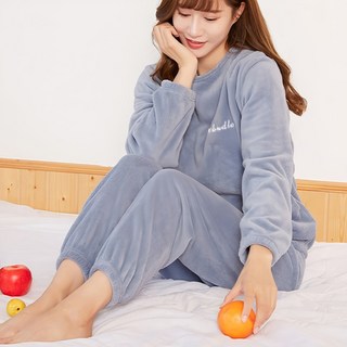 RTXSPORTS 수면잠옷 세트 여성잠옷 기모 융털 극세사 수면바지 자수수면 파자마 (FREE 사이즈)