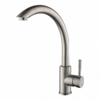 蝴蝶衛浴 304不鏽鋼檯面水龍頭 LF無鉛認證 天鵝管 冷熱混合, 1個, 主體+固定配件+六角板手