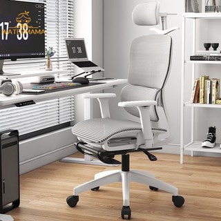 承允人體工學椅家用辦公轉椅舒適電腦椅學生宿舍可升降電競椅, 極白灰網（乳膠坐墊）舒適版,無腳板+三級氣桿