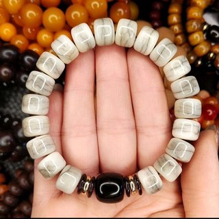 犛牛骨灰桶珠手串(12mm) 潤澤質感 收藏文玩老物件, 如圖所示, 1個