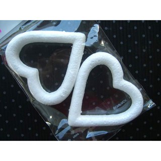 枕頭山 愛心五角星手工藝保麗龍球填充物禮物包裝材料組，聖誕生日裝飾, 空桃心-65mm (9086-5), 白, 2套