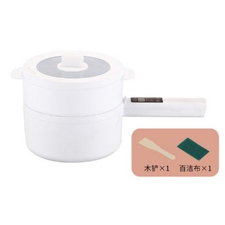 多功能電炒鍋 快煮鍋 電熱鍋 宿舍鍋 單人鍋 智能調節 美食鍋 陶瓷鍋 不粘鍋 陶瓷釉不沾内膽, 1個, 智能陶瓷不粘快煮鍋+304不鏽鋼蒸籠