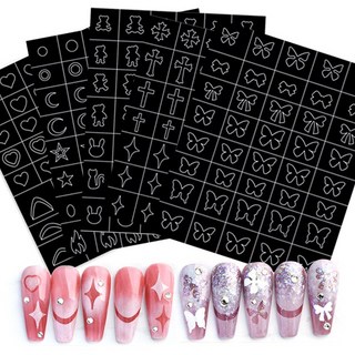 네일 스텐실아트 스탠실 스티커 나비 그라데이션 리본 십자가 하트 별 H, 1개, H_345