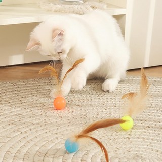 고양이 장난감 깃털 탱탱볼 고양이 깃털공 고양이탱탱볼 고양이 깃털 탱탱볼 고양이 탱탱볼, 1세트, 혼합색상