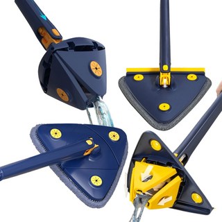 도매창고 삼각대걸레 신형 삼각형 밀대 걸레 물걸레 만능 바닥 청소 물 짜는 대형 대걸레, 삼각360도회전걸레-고급형, 블루, 1개