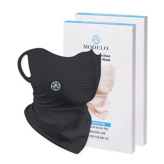 모델로 자외선차단 골프 마스크 얼굴햇빛가리개 마스크 남성 여성 에어핏 롱넥 UPF 50+ 2개, 블랙