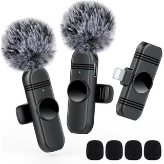 iPhone 및 iPad용 라펠 마이크 녹음을 위한 노이즈 감소 기능이 있는 클립인터뷰 라이브 스트리밍 팟캐스트 콘텐츠 제작자 브이로그 틱톡 유튜브 2팩, lightning