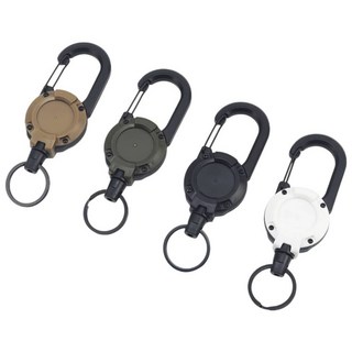 伸縮易拉扣 加粗鋼絲 防丟伸縮扣 彈力伸縮扣 伸縮掛勾 鋼絲伸縮扣 門禁磁扣 伸縮扣 伸縮登山扣 防丟鑰匙扣 鋼絲繩扣, 1個, 軍綠色