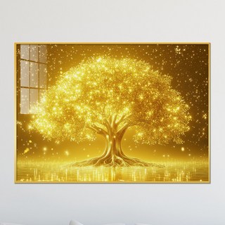 아트블루 집 안에 걸어두면 금전운이 들어오는 황금나무와 떨어지는 황금빛 풍수 액자, 5_황금나무와 떨어지는 황금빛E, 골드메탈