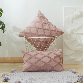 Inyahome 장식 플러시 벨벳 던지기 베개 커버 소파 악센트 소파 베개 침대 거실 광장 베개 케이스 소파, 02 45x45cm 1pcs cover, 12 2 pink