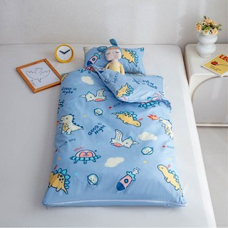 愛北鼻之家冬季兒童睡袋 附枕頭、棉被、提袋 柔軟親膚, 噴火恐龍