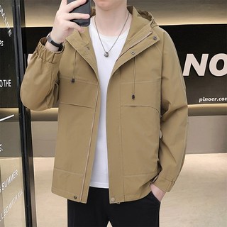 工裝防風登山連帽夾克外套 男女同款 純色飛行運動風衣夾克