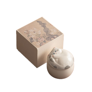 睡貓陶瓷罐 防潮寵物骨灰罐 寵物紀念罐 陶瓷密封防潮罐 狗狗貓咪兔子骨灰罈, 1個, 貓咪睡罐【灰色-禮盒裝】