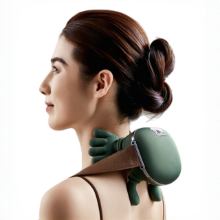 Aurevit 넥엔숄더 안마기 무선 목어깨 안마기 어깨마사지기 주무름 온열 3단계 강도조절, 초록색