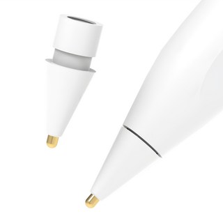 rorentech Apple Pencil 筆尖 相容 半永久 金屬 精細筆尖 Pro 第2代 第1代, 白色, 2個
