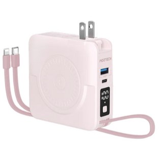 MOZTECH 墨子 行動電源 萬能充PRO 二代 多功能五合一 無線充電行動電源, 櫻花粉