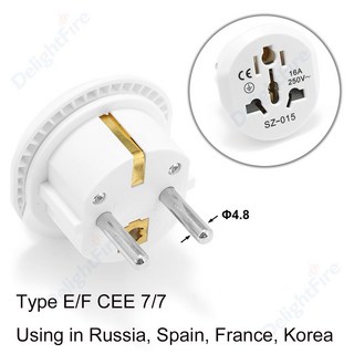 KR 플러그 어댑터 250V 0MM 범용 전원 EU 소켓 돼지 US 전기 AU CN UK 컨버터 16A TO 8MM 변환기, 1pcs, white 2