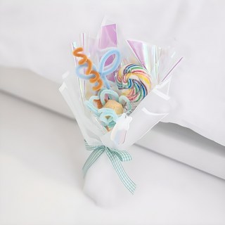 아스파시아 조화 레인보우 룰루 롤리팝 모루 미니꽃다발, 민트, 1개