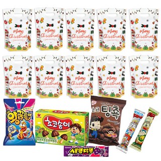 [간식대장] 크리스마스 한정 크리스마스 산타양말 파우치 10개, 크리스마스 장난감 파우치 6종