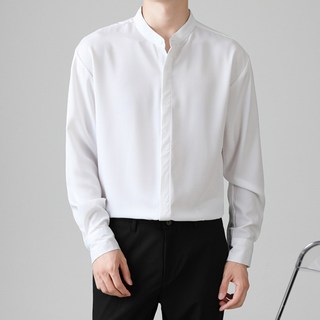 男長袖白襯衫，商務休閒，秋季內搭打底衫